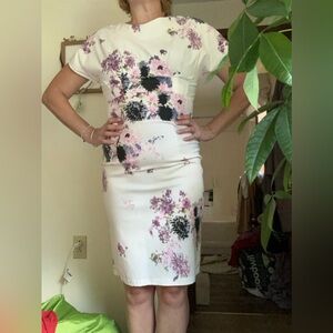 Gown Town vintage style floral chinion & cotton stretchy retro fit spring dress